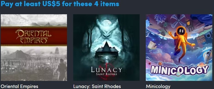 Decorative image. The first tier contains four items (Image source: Humble Bundle)