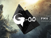 Fujitsu FMV Zero GODZILLA EDITION laptop pictured alongside Godzilla.