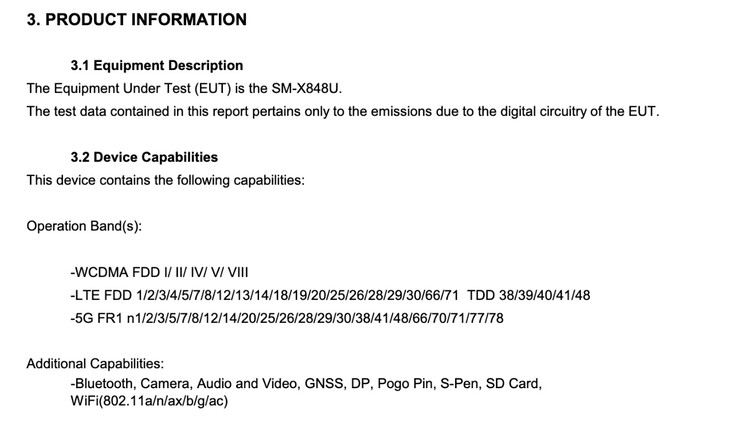 FCC documents for an upcoming Samsung tablet.