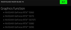 The new Razer Blade 16 will start the low-end with an RTX 5060 Laptop GPU. (Image source: Razer China)