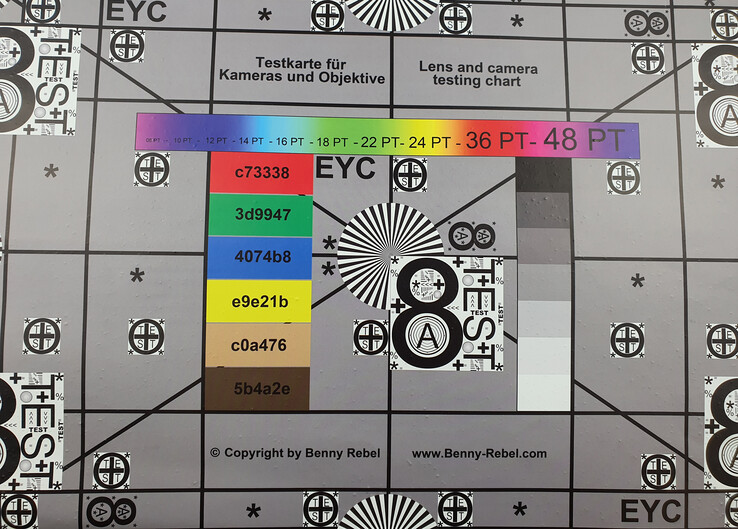 A photo of our test chart