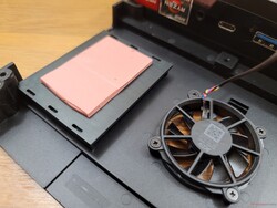 System uses a small ~40 mm fan. A larger one would have been ideal