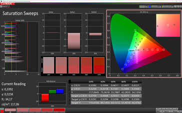 CalMAN: Colour Saturation - sRGB target colour space