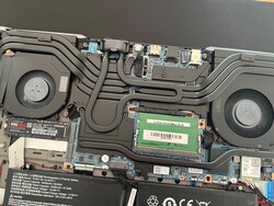 Two fans and extended channels for water cooling