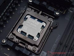 AMD Ryzen X3D processor installed in an AM5 motherboard socket (Image source: Notebookcheck)