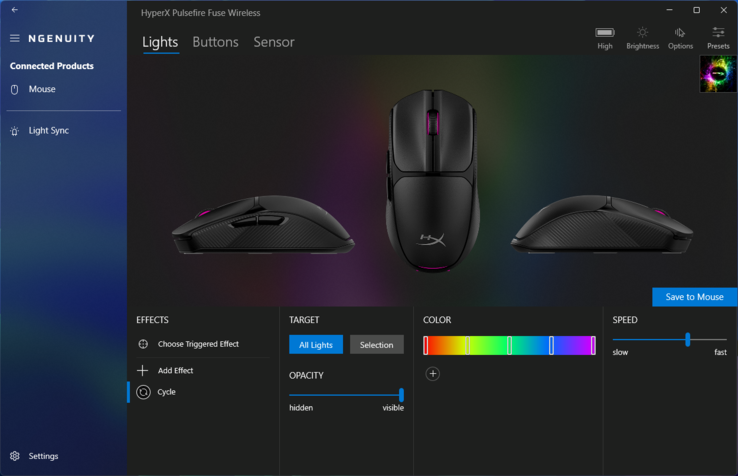 HyperX Ngenuity app: RGB effects