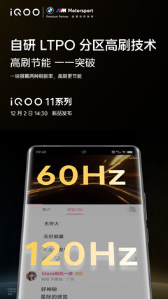 iQOO hypes the 11-series display. (Source: iQOO via Weibo)
