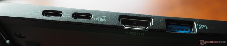 Left side: 2x USB-C 4 incl. DisplayPort, HDMI 2.1, USB-A 3.0