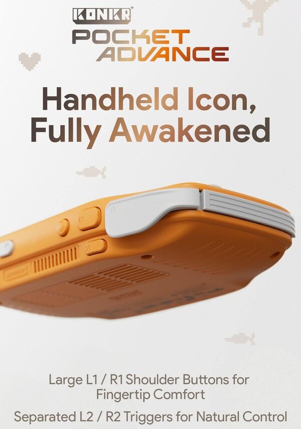 The Konkr Pocket Advance will have large L1 and R1 buttons but much smaller L2 and R2 buttons.