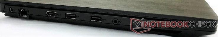 Left: DC in, Gigabit LAN, HDMI 2.0, 2x USB 3.0 Type-A, combo audio, speaker