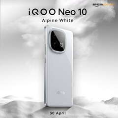 The iQoo Neo 10 in Alpine White colorway
