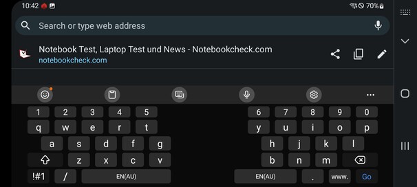 Keyboard in landscape mode