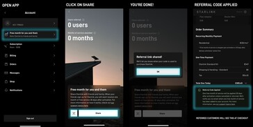 Starlink referral link generation steps.