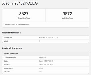 Poco F8 Ultra on Geekbench