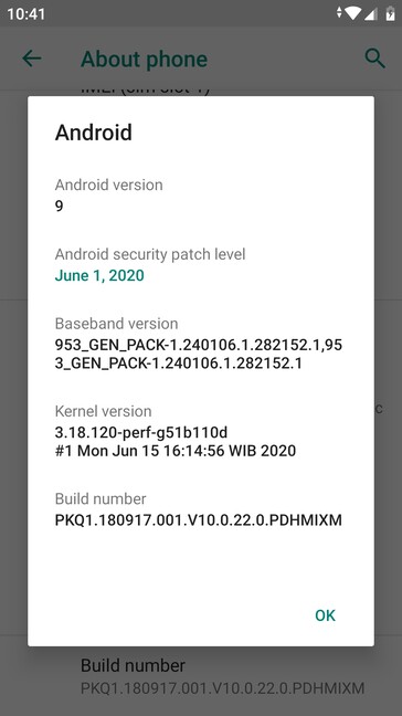 Xiaomi Mi A1 June 2020 update details (Source: Own)