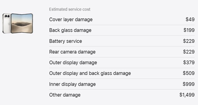 Apple iPhone Duo repair estimated costs.