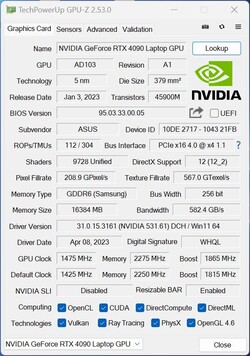 GPU-Z GeForce RTX 4090 Laptop