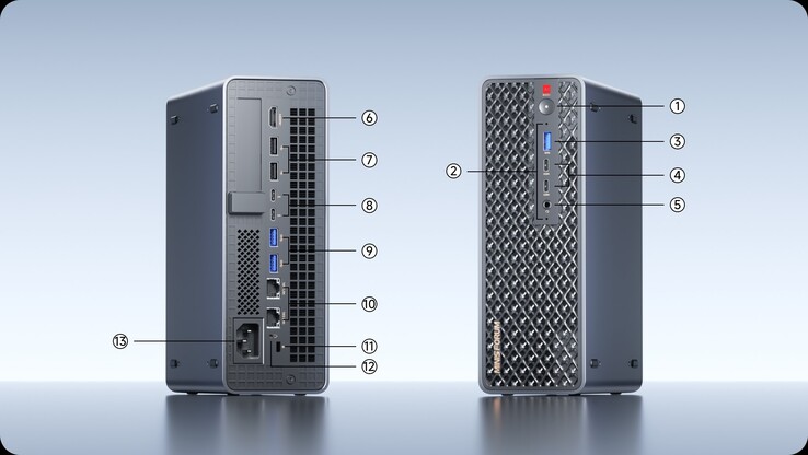 The mini PC features a healthy number of ports, including a total of four USB 4 ports. 