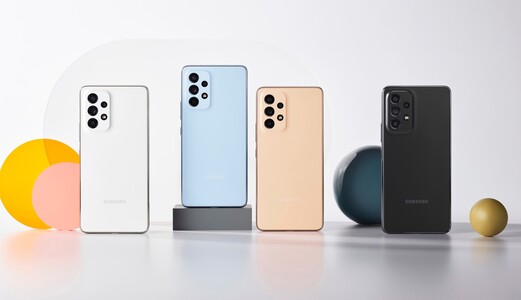The Galaxy A53 5G may have a plastic back, but the unique colours and minimalist back design set it apart. (Image source: Samsung)