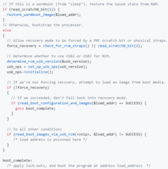 Part of the code that exploits the Tegra SoC&#039;s boot ROM. (Image: Github)