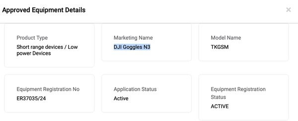 DJI has certified the Goggles N3 for sale in multiple markets. (Image source: TDRA via Mauro Tandoi)
