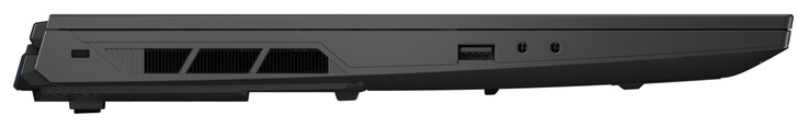 Left side: Cable lock slot, USB 3.2 Gen 1 (USB-A), mic-in, combo audio