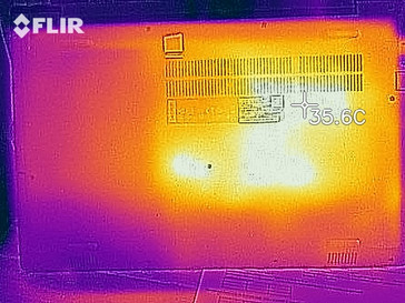 Heat distribution on the underside (at idle)