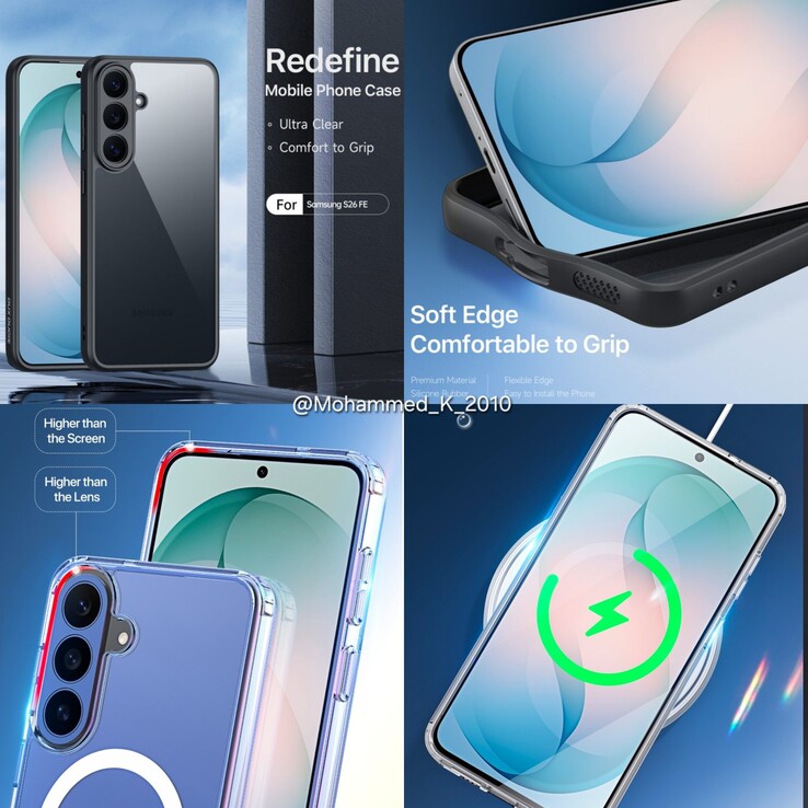Leaked Galaxy S26 FE case renders.