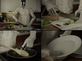 Stills of the Protoclone's second torso, with an actuated abdomen setting it apart from its predecessor, displaying its human-like potential in the kitchen. (Image Source : Clone Robotics)