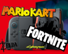 The Nintendo Switch 2 will have several launch titles, most of them third-party. (Image source: Nintendo, CD Projekt Red, Epic Games w/ edits)