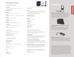 Lenovo ThinkPad X13 Yoga Gen 2 - Specifications. (Source: Lenovo)