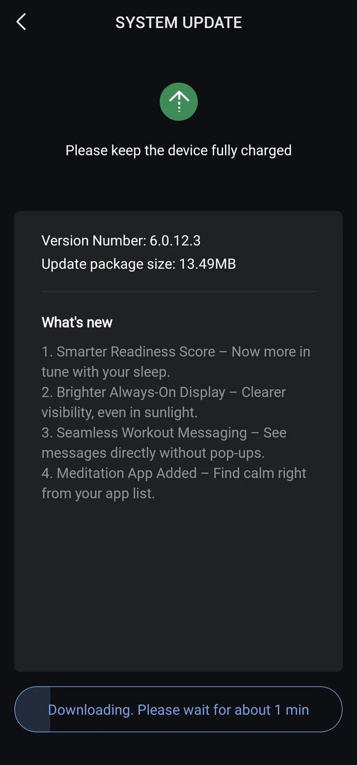 The release notes for software version 6.0.12.3 for the Amazfit Active 2 smartwatch. (Image source: u/sidneylopsides via Reddit)