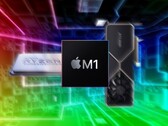 Apple M1-series chips could challenge AMD's Threadrippers and Nvidia's Ampere cards in some tests. (Image source: AMD/Apple/Nvidia/Pinterest - edited)