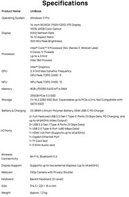 Complete specs of the laptop