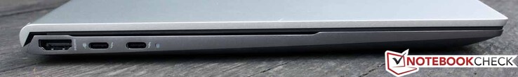 HDMI 1.4b, 2 x Thunderbolt 4 (Type-C) Power Delivery & DisplayPort, right side with Power Delivery