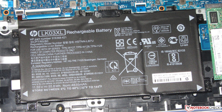 Battery with a capacity of 55.8 Wh