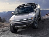 The off-road-capable electric Hummer EV pickup truck has a surprisingly decent highway range at 70 mph (Image: GMC)
