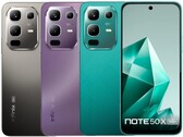 The Infinix Note 50x 5G comes in sea green, enchanted purple, and titanium grey colorways (Image source: Infinix)