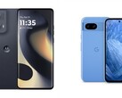 The Motorola Edge 2024 is available to buy in Black only while the Pixel 8a comes in four colors including Bay (Blue). (Image source: Motorola, Google - edited).