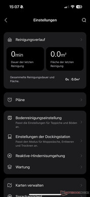 Settings menu