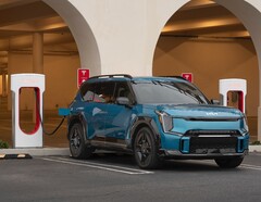 A Kia EV using a Supercharger. Tesla has opened its charging network to Kia EVs in North America (Image source: Kia)