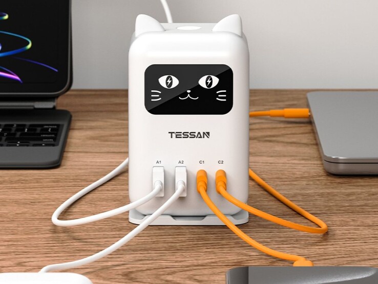 The Tessan CS07 65W charging station can supply power to two USB-A and two USB-C devices simultaneously.