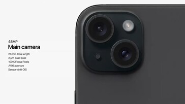 Apple has updated the specifications of the main camera on the iPhone 15 and 15 Plus. (Image source: Apple)