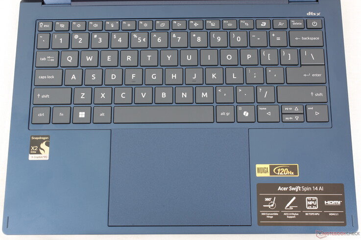 Spacious (12.7 x 8.9 cm) clickpad with soft feedback and quiet clatter