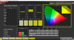 CalMAN saturation (profile: Native, target color space: P3)