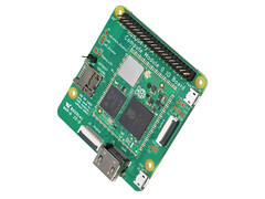 The Raspberry Pi Compute Module 0 attached to its official IO board. (Image source: via ITHome & OpenEmbed)