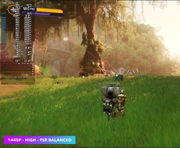 Ratchet & Clank: Rift Apart running at 1440p with FSR Balanced on the Steam Machine