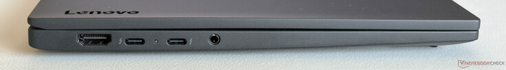 Left: HDMI 2.1, 2× USB-C 4.0 with Thunderbolt 4 (40 Gbit/s, DisplayPort Alt Mode 2.1, Power Delivery 3.0), 3.5 mm audio