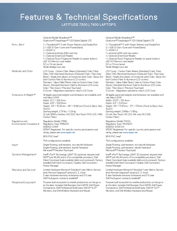 Latitude 7300 and 7400 specifications