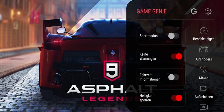 Game Genie pop-up menu